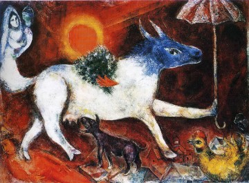 Cow with Parasol contemporary Marc Chagall Oil Paintings